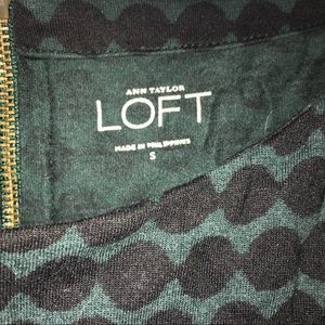 Vintage ANN TAYLOR LOFT Green Polka Dot 3/4 Partial Sleeve Top Womens Size Small